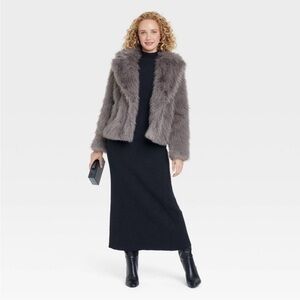 A new day Women’s Faux Fur Gray Jacket Size XS NWOT